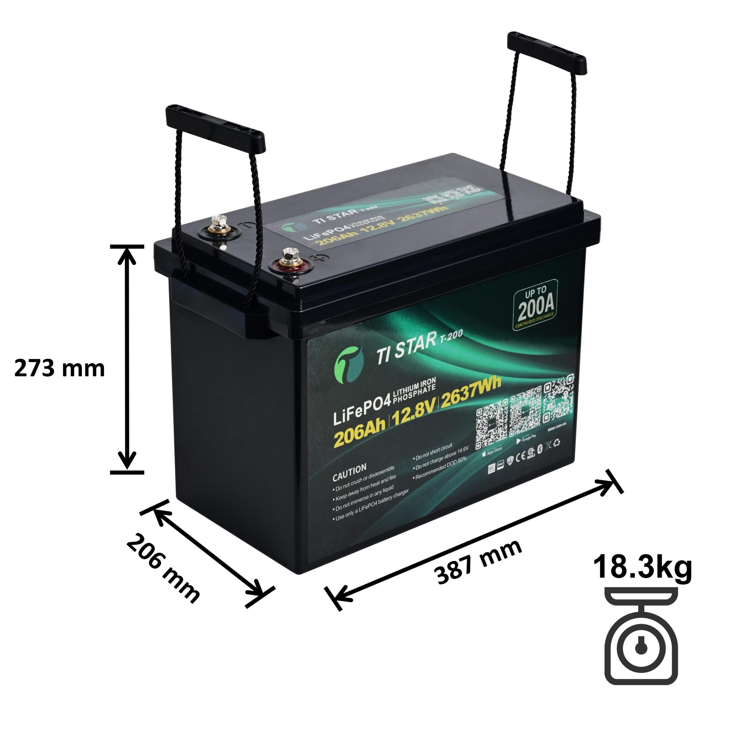 TiStar Smart BMS 12.8V 200/206Ah Lithium Battery with Bluetooth/ IEC62619/ IP67/ 5-Year Warranty/Brisbane Stock - Image 2