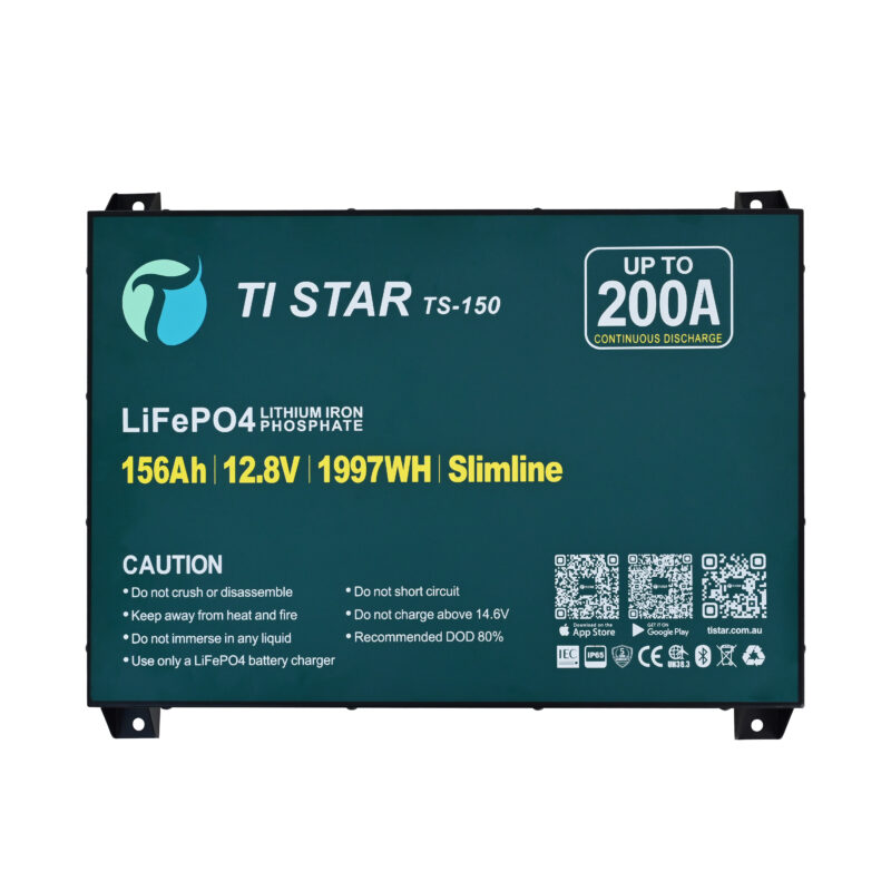 TiStar Smart BMS 12.8V 150/156Ah Slimline Lithium Battery with Bluetooth/ IEC62619/IP65/ 5-Year Warranty/Brisbane Stock