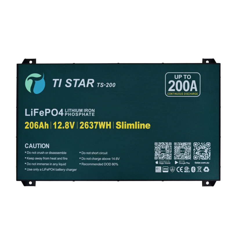 TiStar Smart BMS 12.8V 200/206Ah Slimline Lithium Battery with Bluetooth/IEC62619/ IP65/ 5-Year Warranty/Brisbane Stock