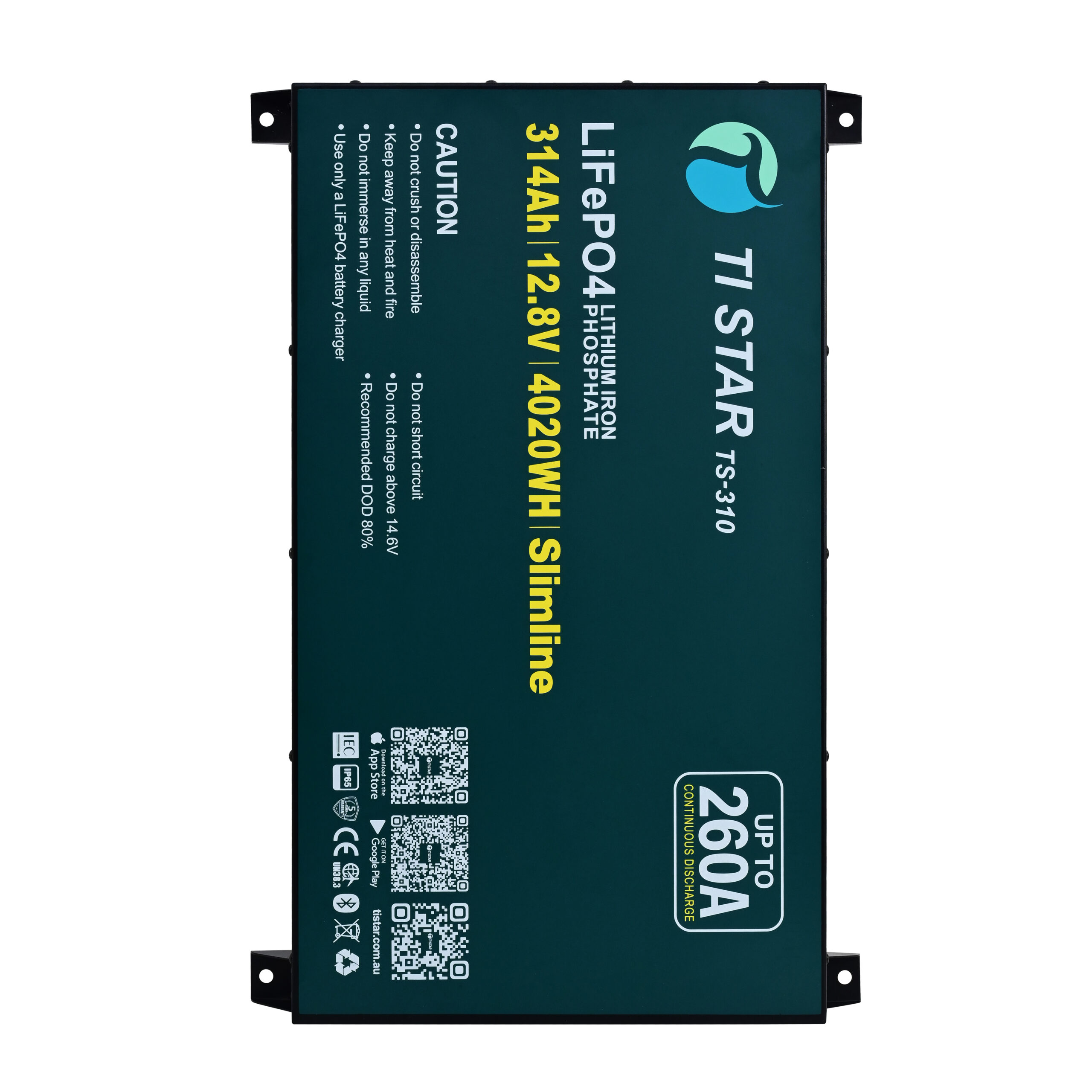 TiStar Smart BMS 12.8V 300/314Ah Slimline Lithium Battery with Bluetooth/IEC62619/ IP65/ 5-Year Warranty/Brisbane Stock - Image 3