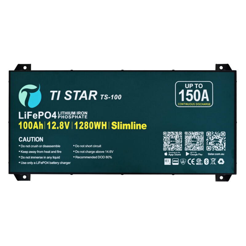 TiStar Smart BMS 12.8V 100Ah Slimline Lithium Battery with Bluetooth/ IEC62619/IP65/ 5-Year Warranty/Brisbane Stock