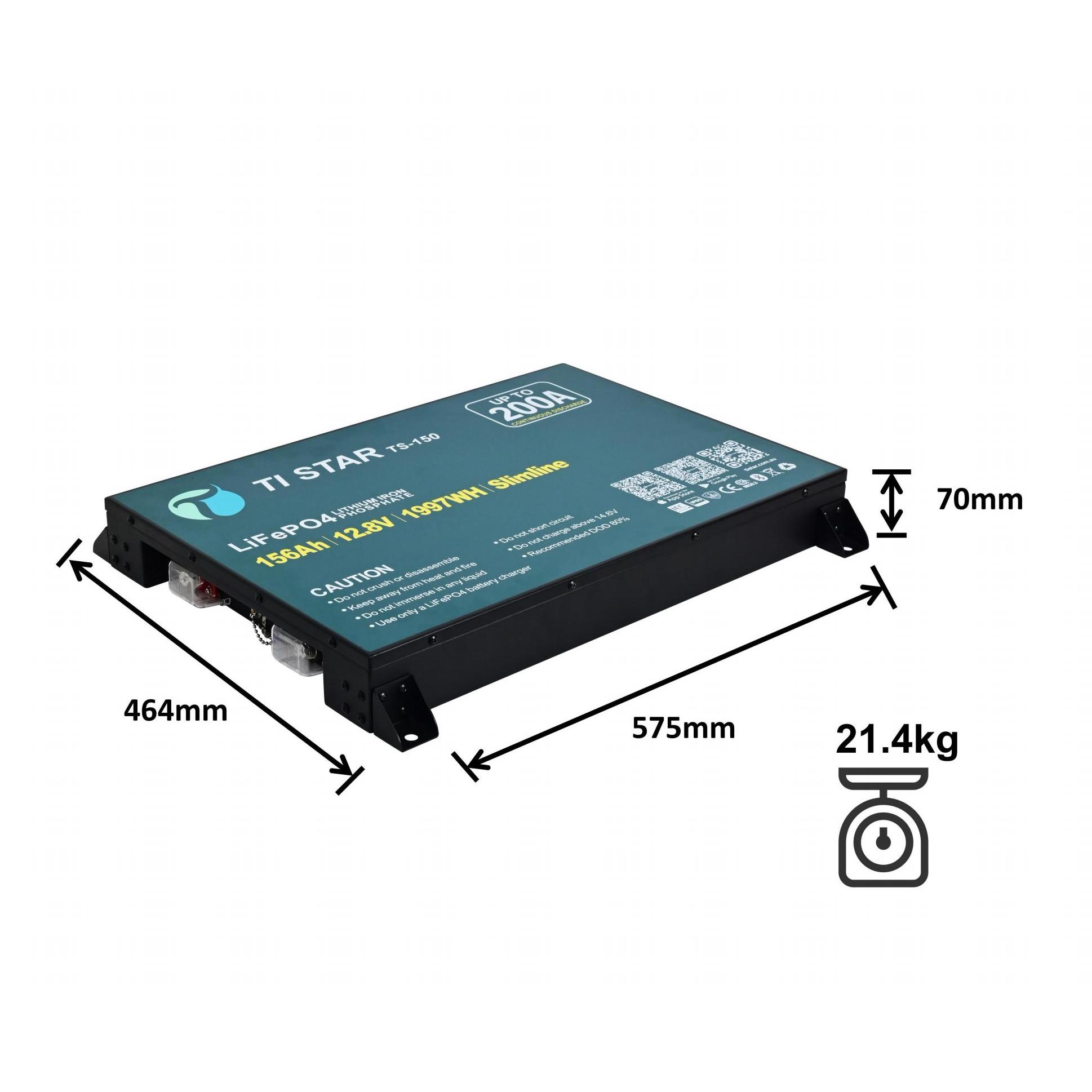 TiStar Smart BMS 12.8V 150/156Ah Slimline Lithium Battery with Bluetooth/ IEC62619/IP65/ 5-Year Warranty/Brisbane Stock - Image 2