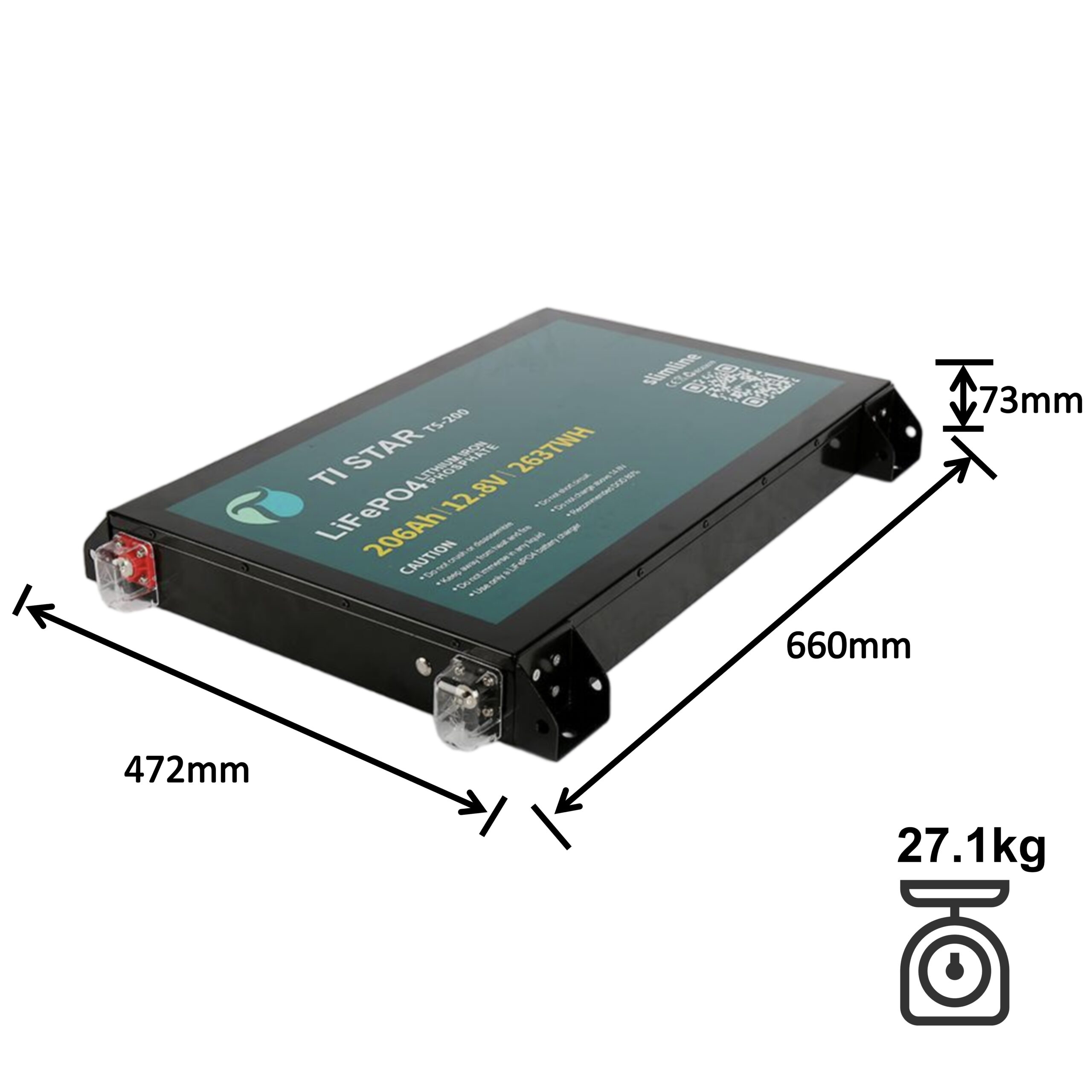 Tistar Smart BMS 12.8V 200Ah Slimline Lithium Battery with Bluetooth/ IP65/ 5-Year Warranty/Brisbane Stock - Image 2