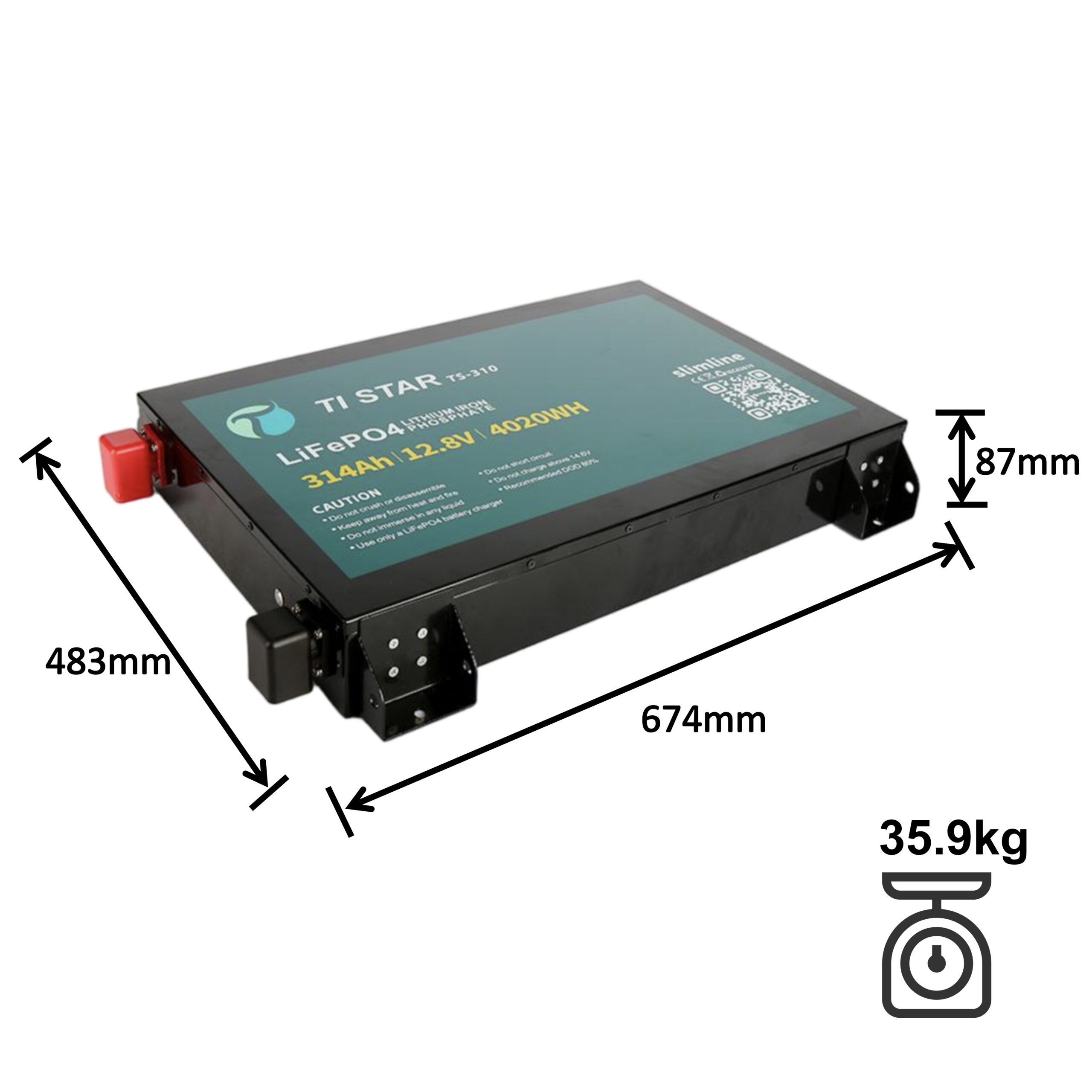 Tistar Smart BMS 12.8V 300/310Ah Slimline Lithium Battery with Bluetooth/ IP65/ 5-Year Warranty/Brisbane Stock - Image 2